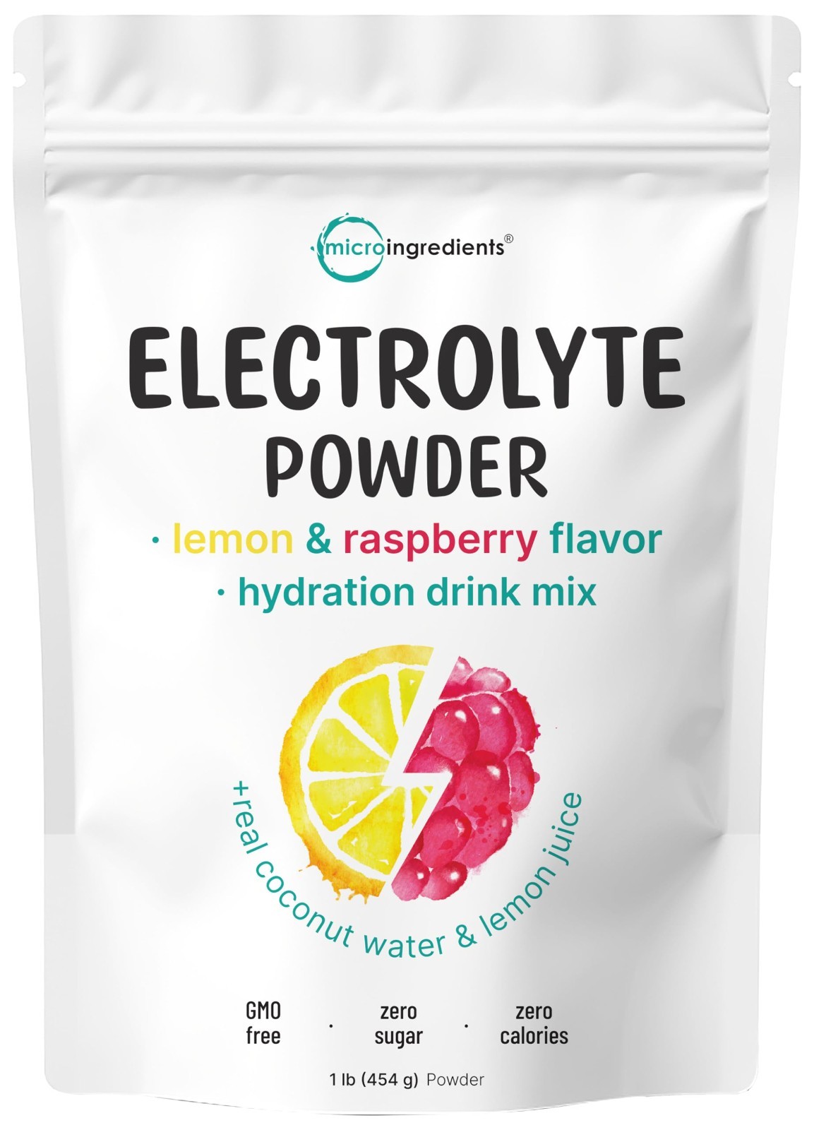 Hydration Electrolyte Powder 1lb, Lemon Raspberry, High Potassium, Keto, Non-GMO