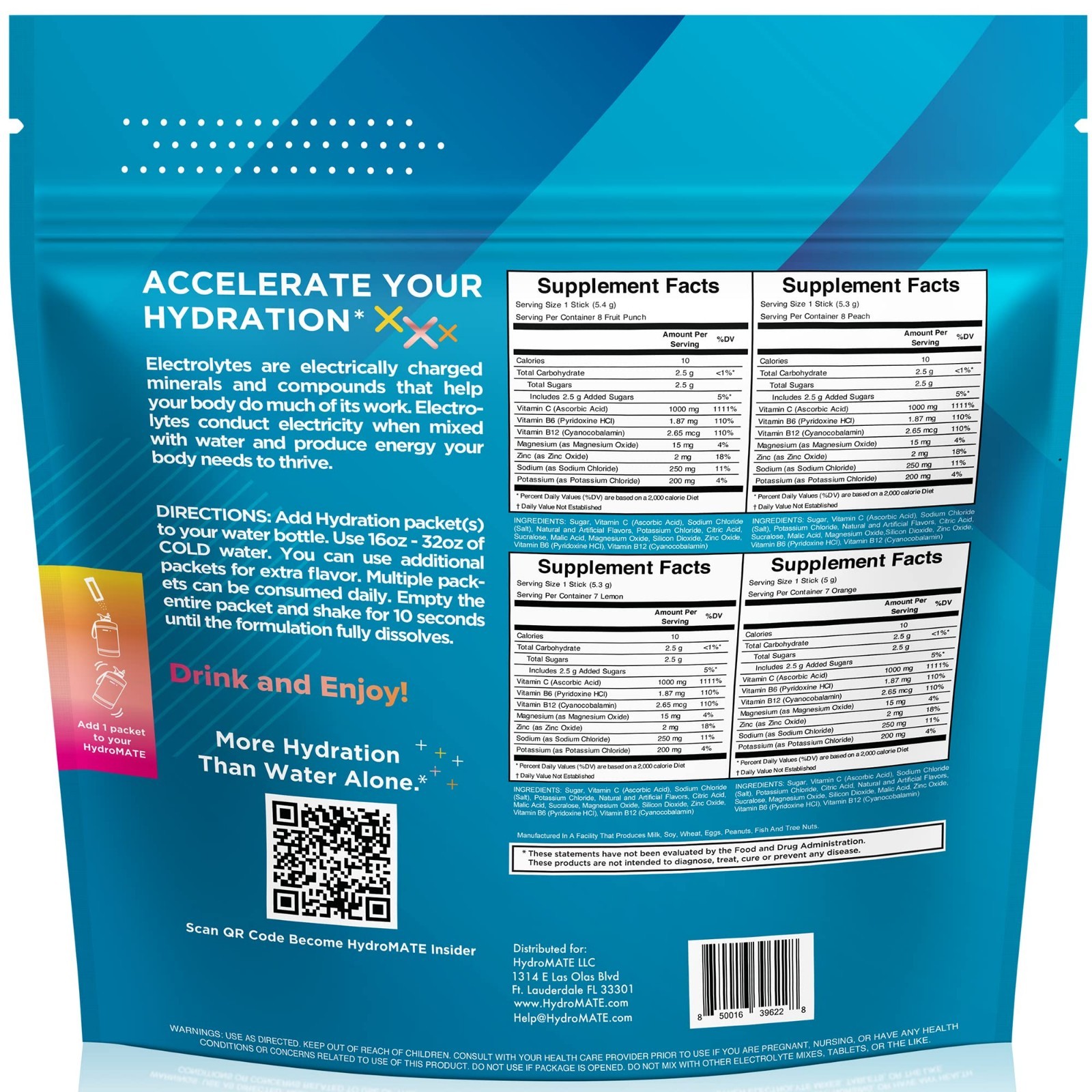 Electrolyte Powder Variety Pack – Bulk Hydration Packets, Low Sugar, 90 Count