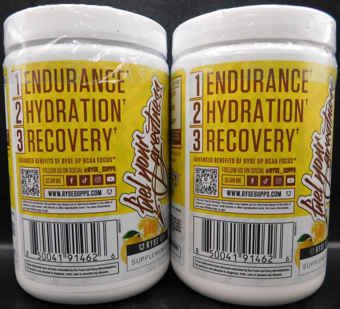 2Pk Ryse BCAA Focus Country Time Lemonade, 11.7 Oz. Each, Exp. 5/27