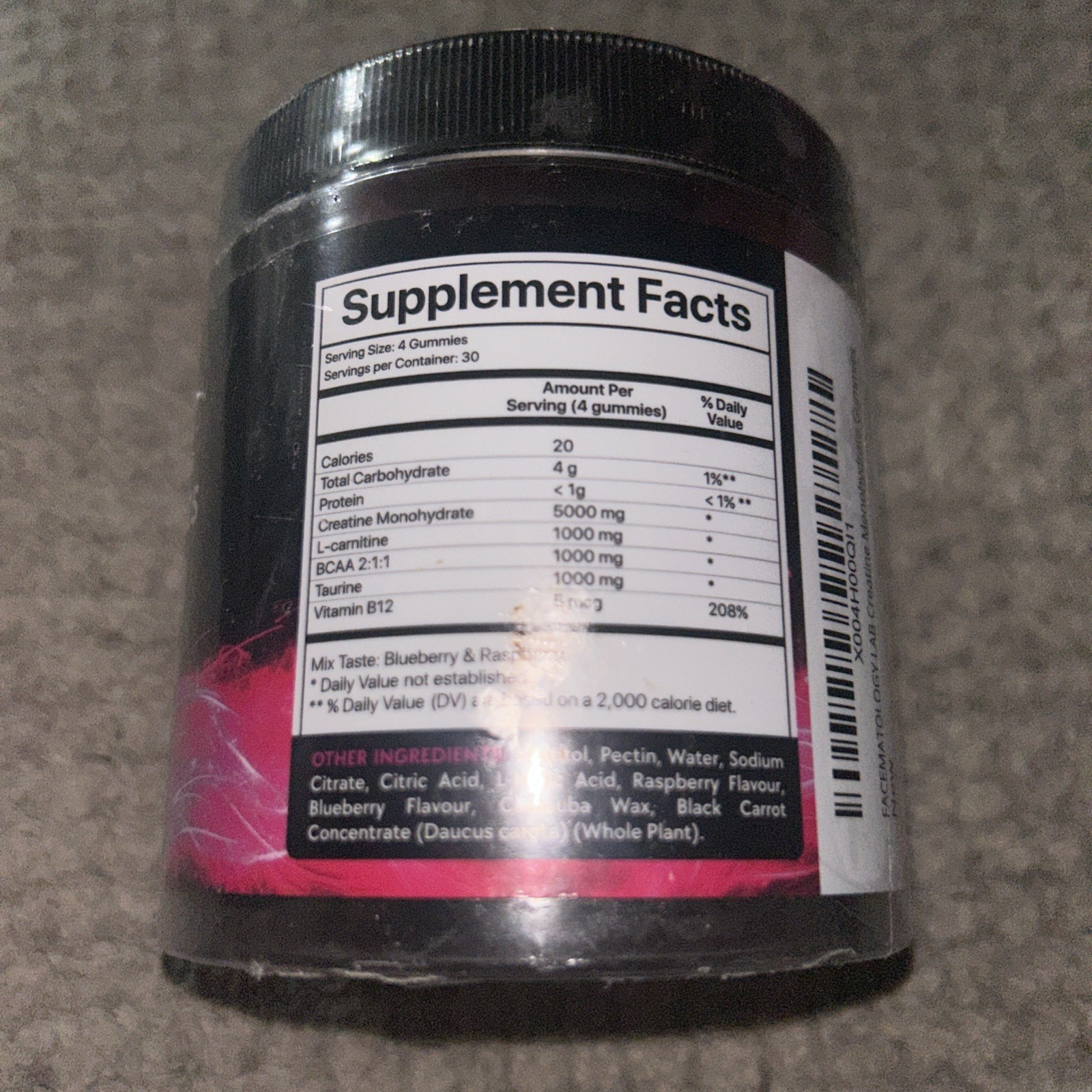 Creatine Monohydrate Gummies 120 ct – 5g Creatine + BCAA Taurine B12 Vegan
