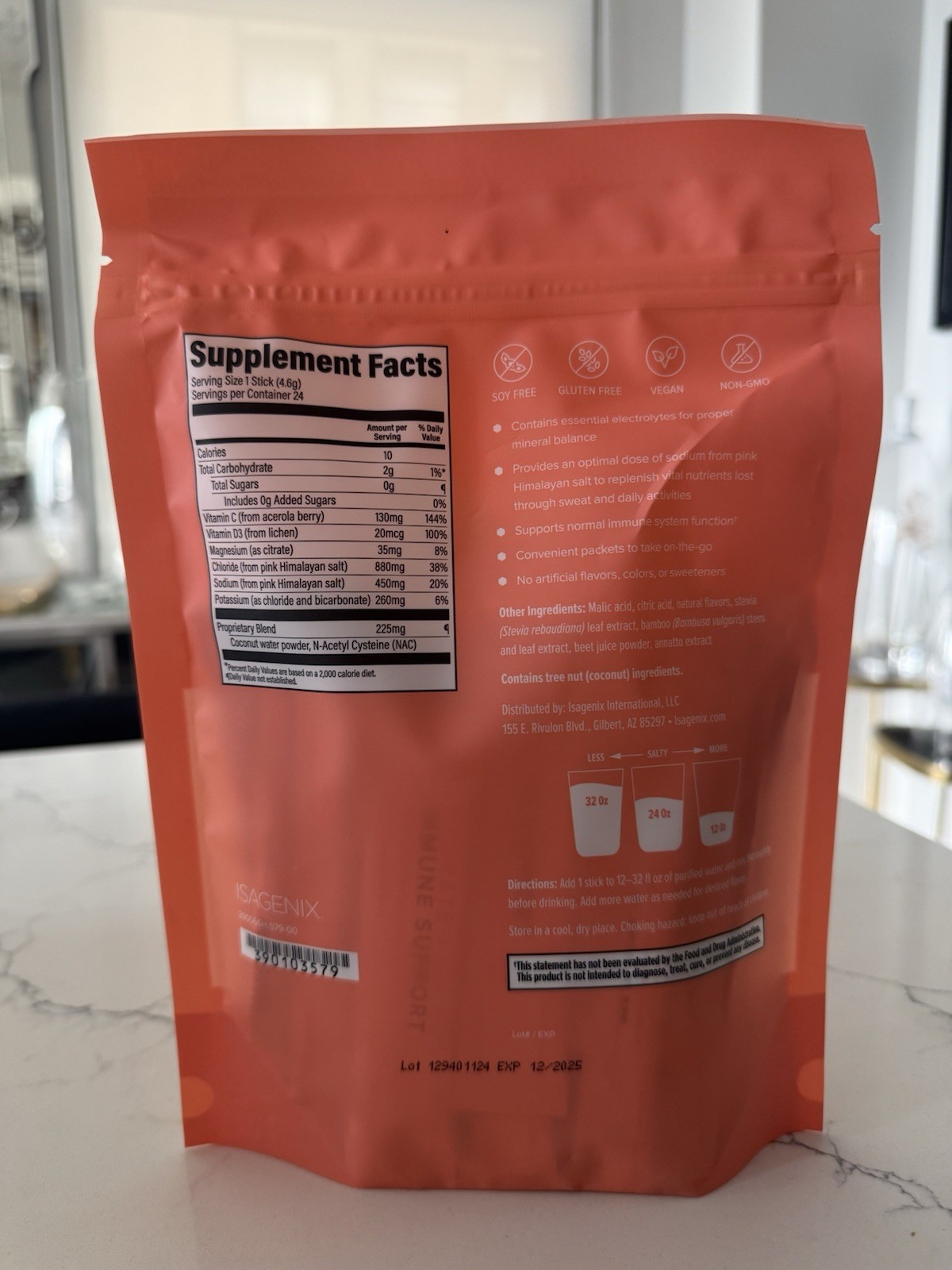 Isagenix Hydrate + Immune Support Peach Lemonade