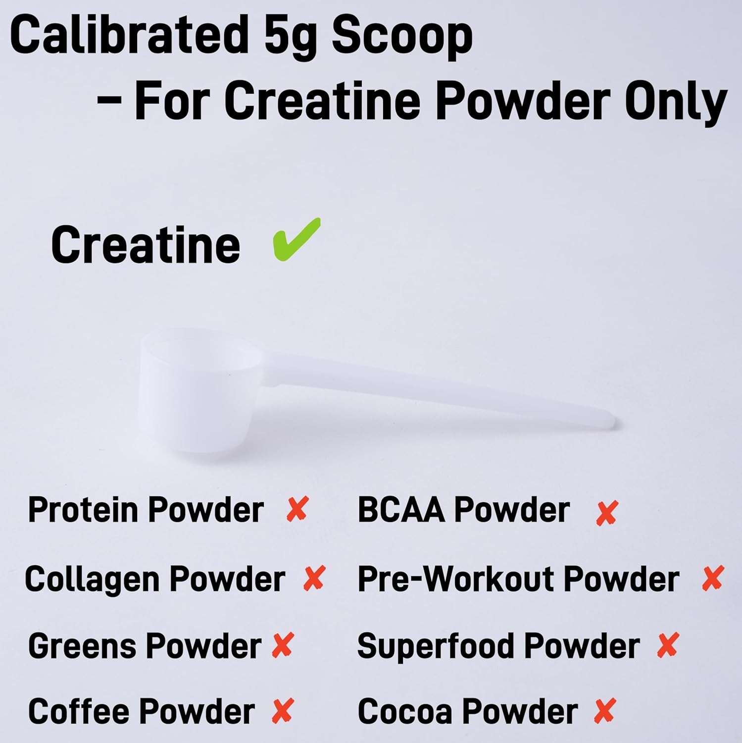 3-Pack 5g Scoop Creatine – White Measuring Spoons Calibrated Creatine