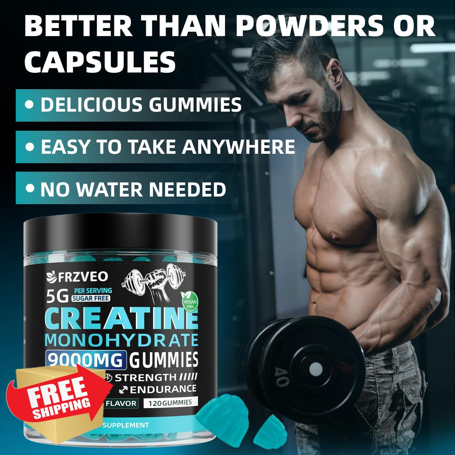 Creatine Monohydrate Gummies 9000mg for Men and Women, Potent Creatine Supple…