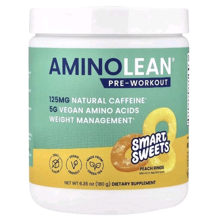 RSP Nutrition AminoLean x Smart Sweets Pre-Workout Energy Supplements Peach Ring