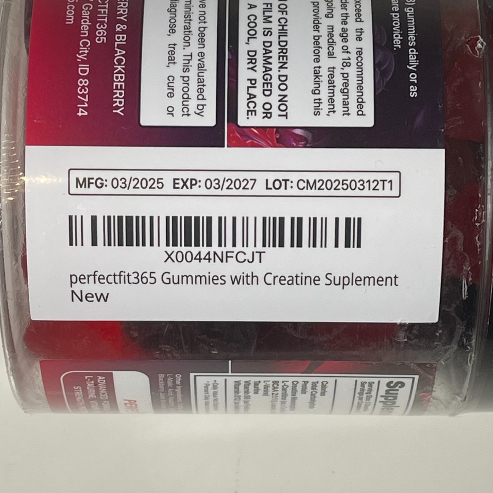 3-PACK ~ Perfectfit365 Creatine Monohydrate Gummies 8000 MG. Sugar Free NEW