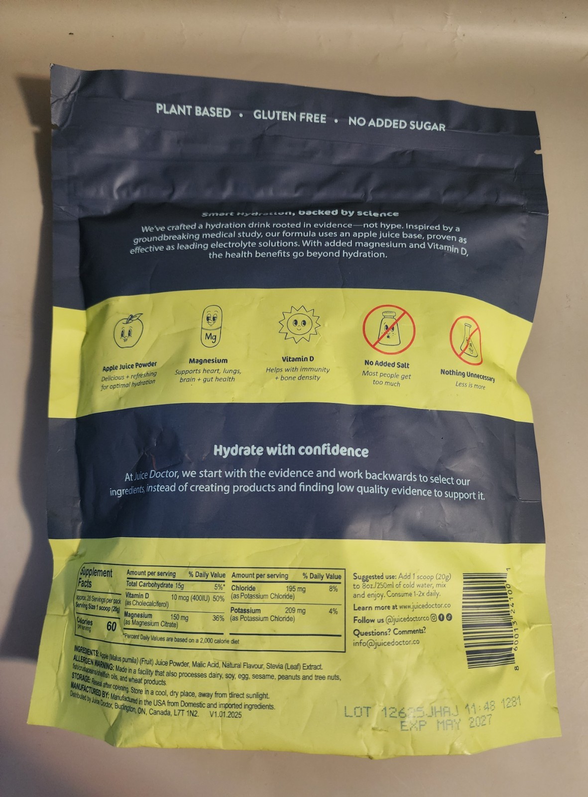 Juice Doctor Hydration Powder, Apple Juice Base 1.2 Lb
