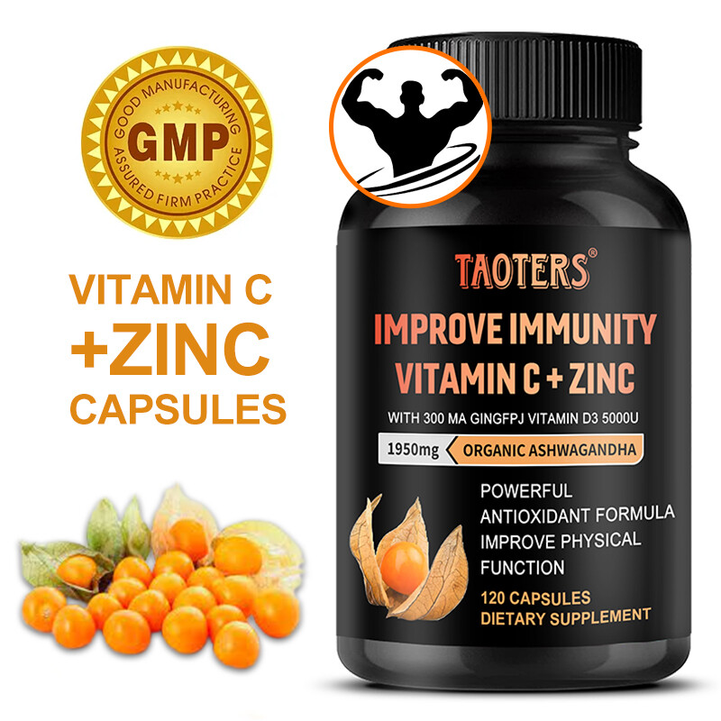 Vitamin C + Zinc + Ashwagandha 120 Capsules, Specially Selected Plant Extracts