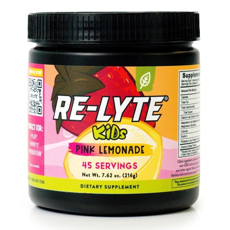 Kids Electrolyte Powder Pink Lemonade Hydration Mix No Added Sugar 7.62 Ounce