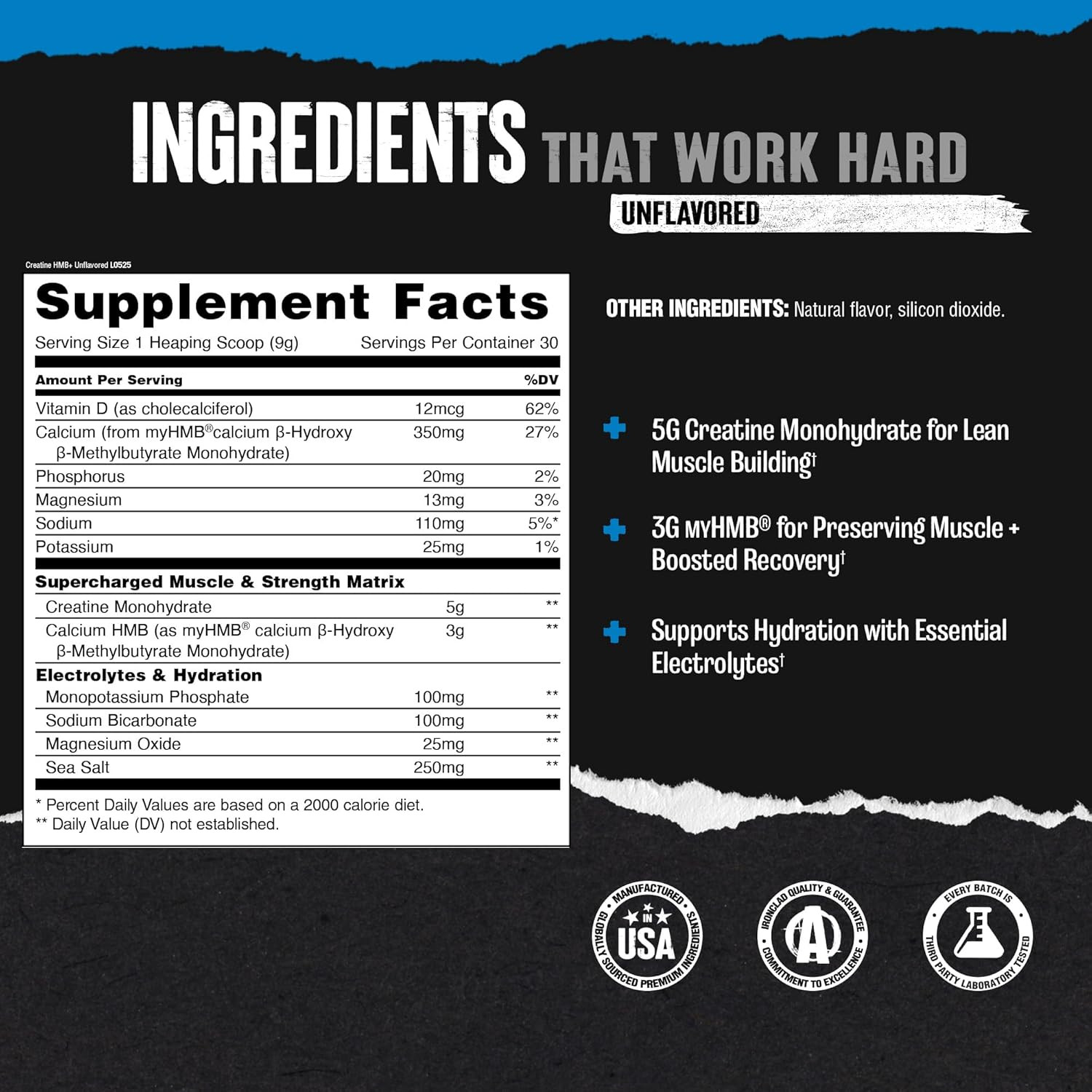 Creatine HMB Powder – 3G Myhmb + 5G Creatine with Electrolytes for Recovery & Da