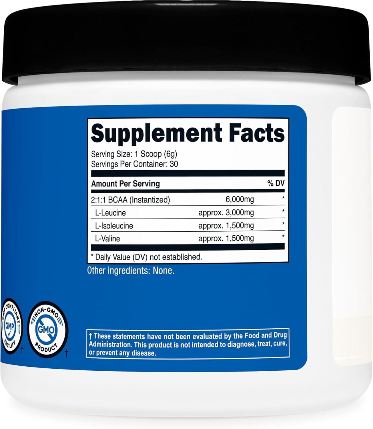 BCAA Powder 6.35 Oz – Optimal 2:1:1 Ratio, Non-GMO, 30 Servings for Performance