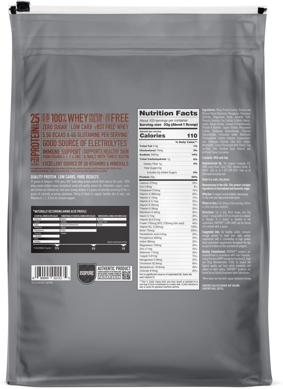 Nature’s Best Isopure Zero Carb Whey Protein Isolate 7.5lb NEW BAGS 4 Flavors