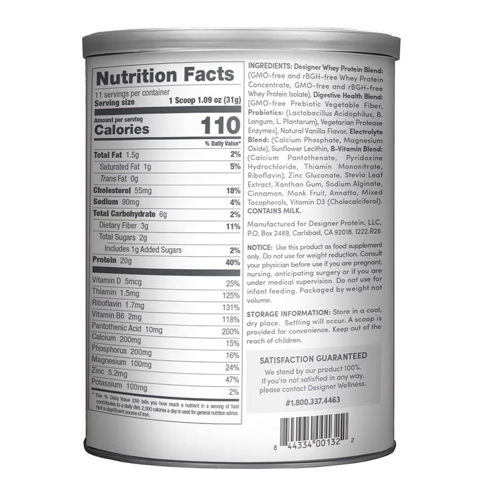 4x Designer Whey, Natural 100% Whey Protein Powder, French Vanilla, BB: 12/2026+