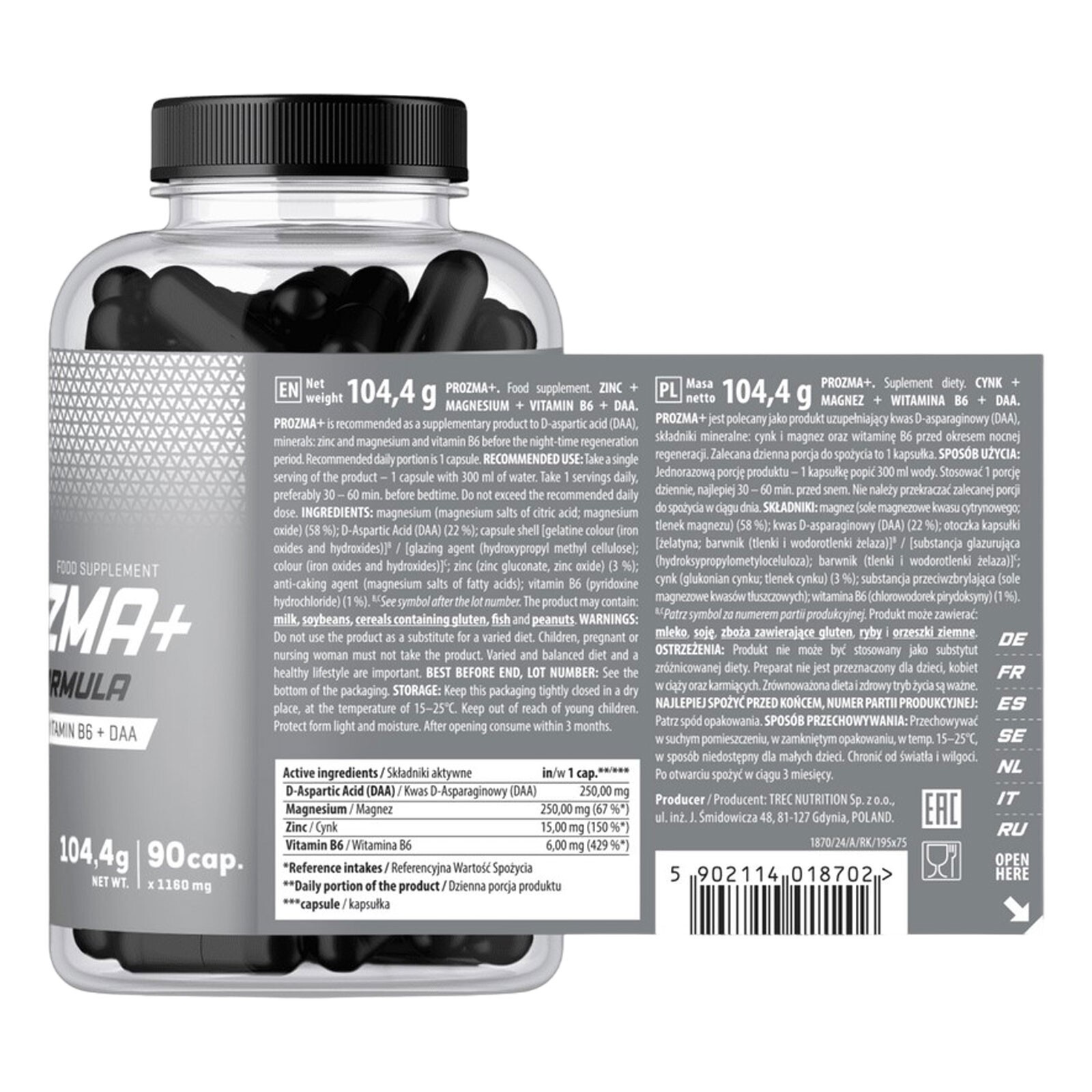 TREC PROZMA+ Nacht Testosteron Booster unterstützt die Regeneration Libido – DAA