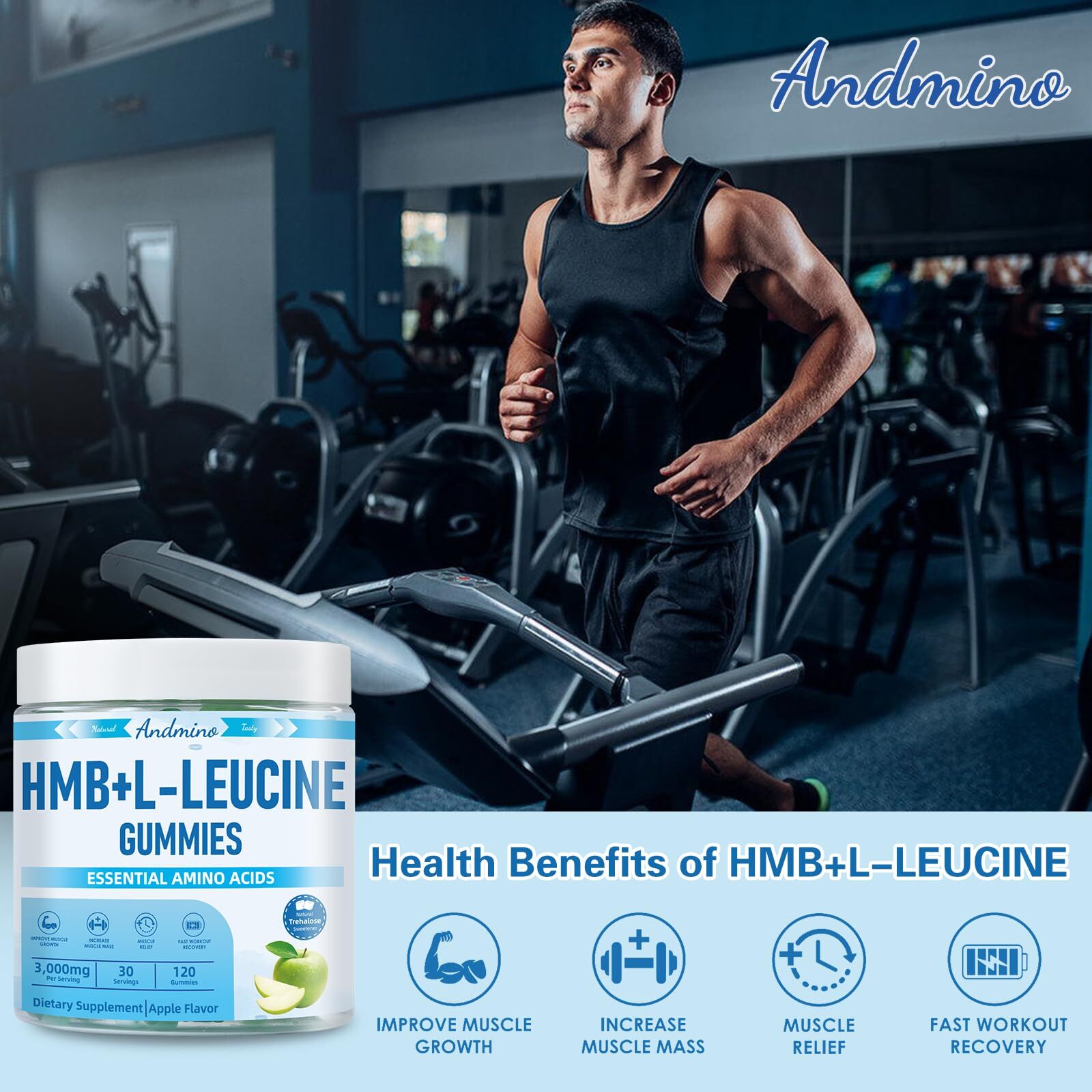 HMB and L-Leucine Gummies 3000mg with Trehalose for Muscle Growth Increase Mu…