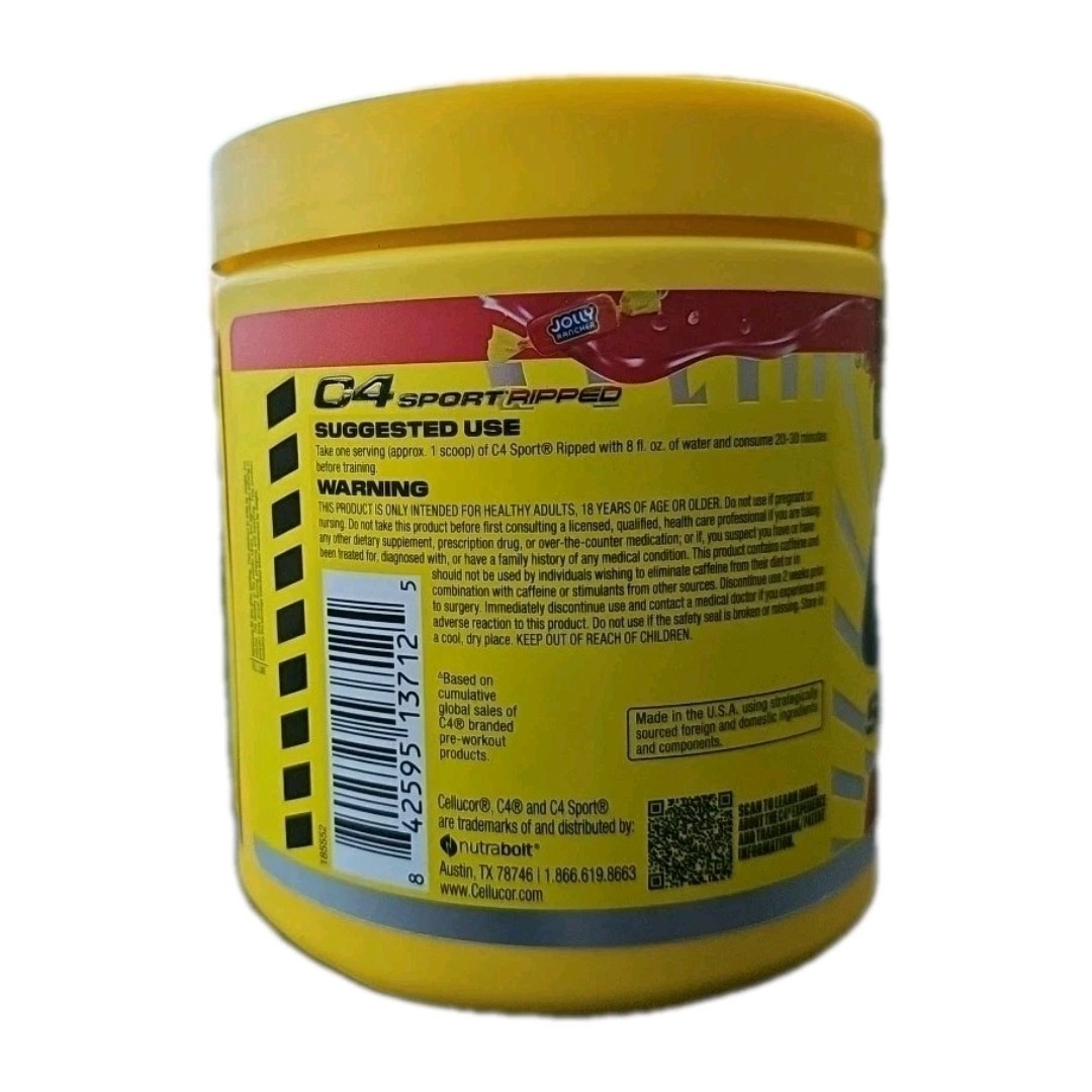C4 Sport Ripped Pre-Workout – Jolly Rancher Cherry – Size: 9.4 oz