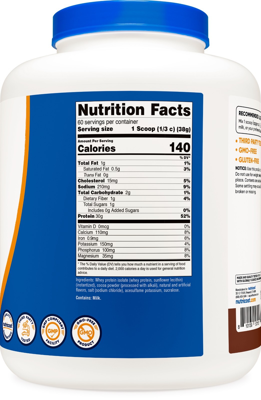 Nutricost Whey Protein Isolate (Chocolate) 5 LBS – Non-GMO & Gluten Free
