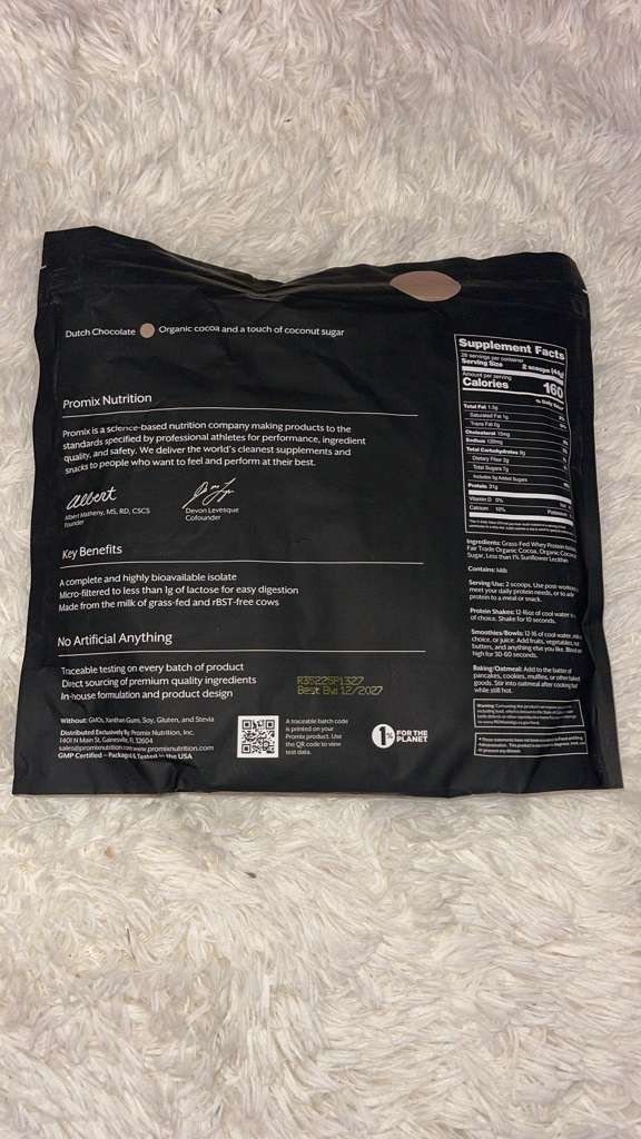 Promix Grass Fed Whey Isolate Dutch Chocolate 2.5lb Clean Protein