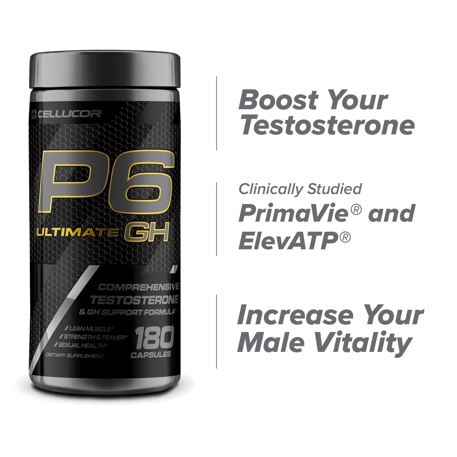 Cellucor P6 Ultimate GH Test Booster for Men, Growth Hormone Support Pills for
