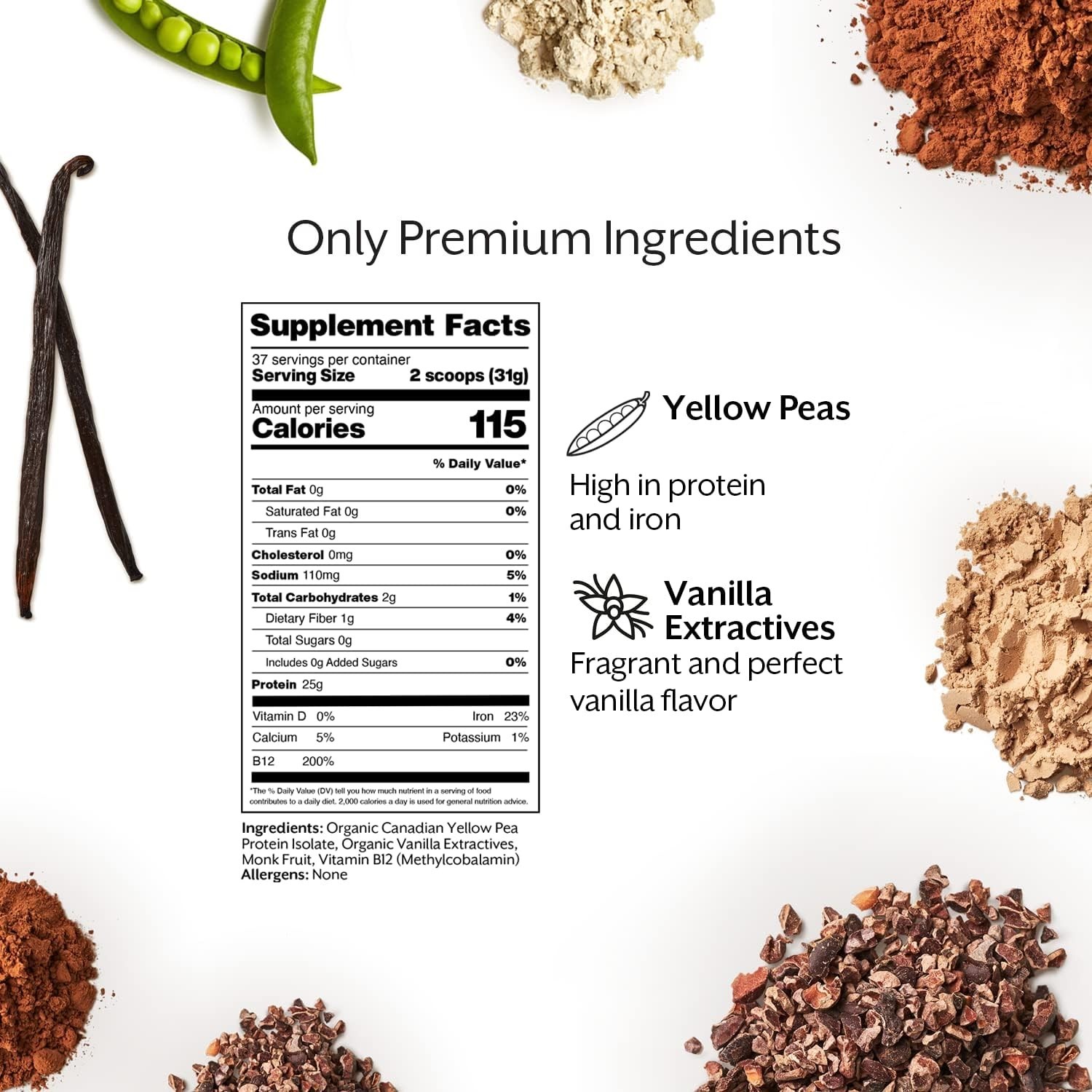 ProMix Nutrition Vegan Protein Powder Vanilla 2.5 Lb Pea Protein B12 Post