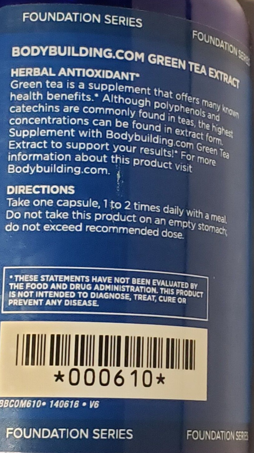 Bodybuilding.com – GREEN TEA EXTRACT – 100 Capsules / 500 mg – Exp 7/2025