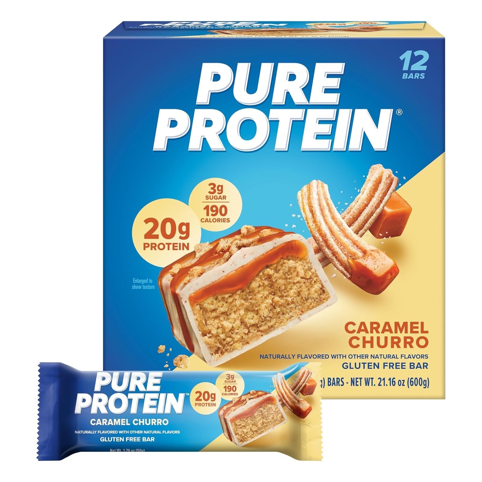 Pure Protein Chocolate Peanut Butter Bars | 20g Protein, Low Sugar, 12 Ct