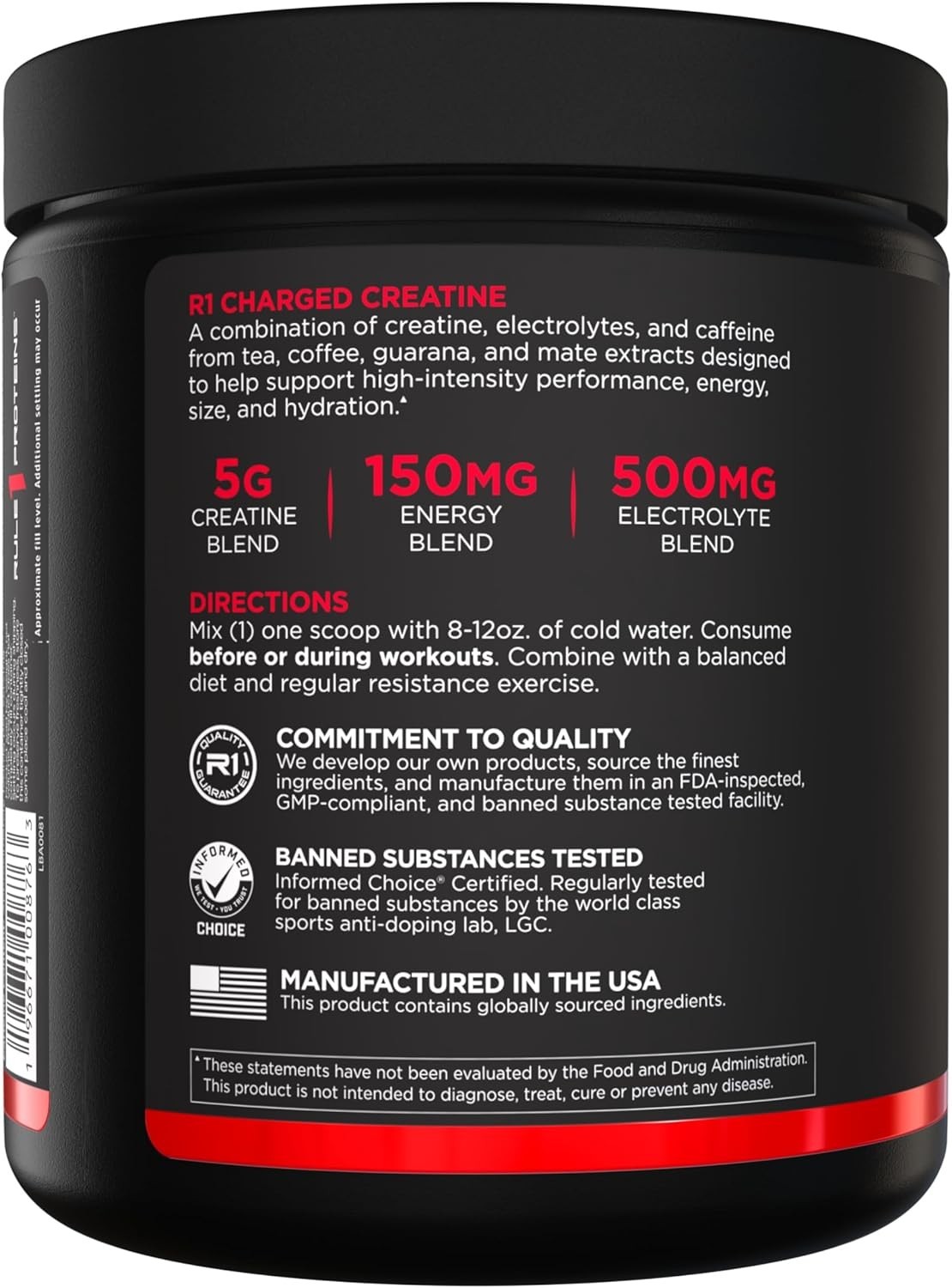 Rule One Charged Creatine Energy & Performance Support 270g 30 servings NEW