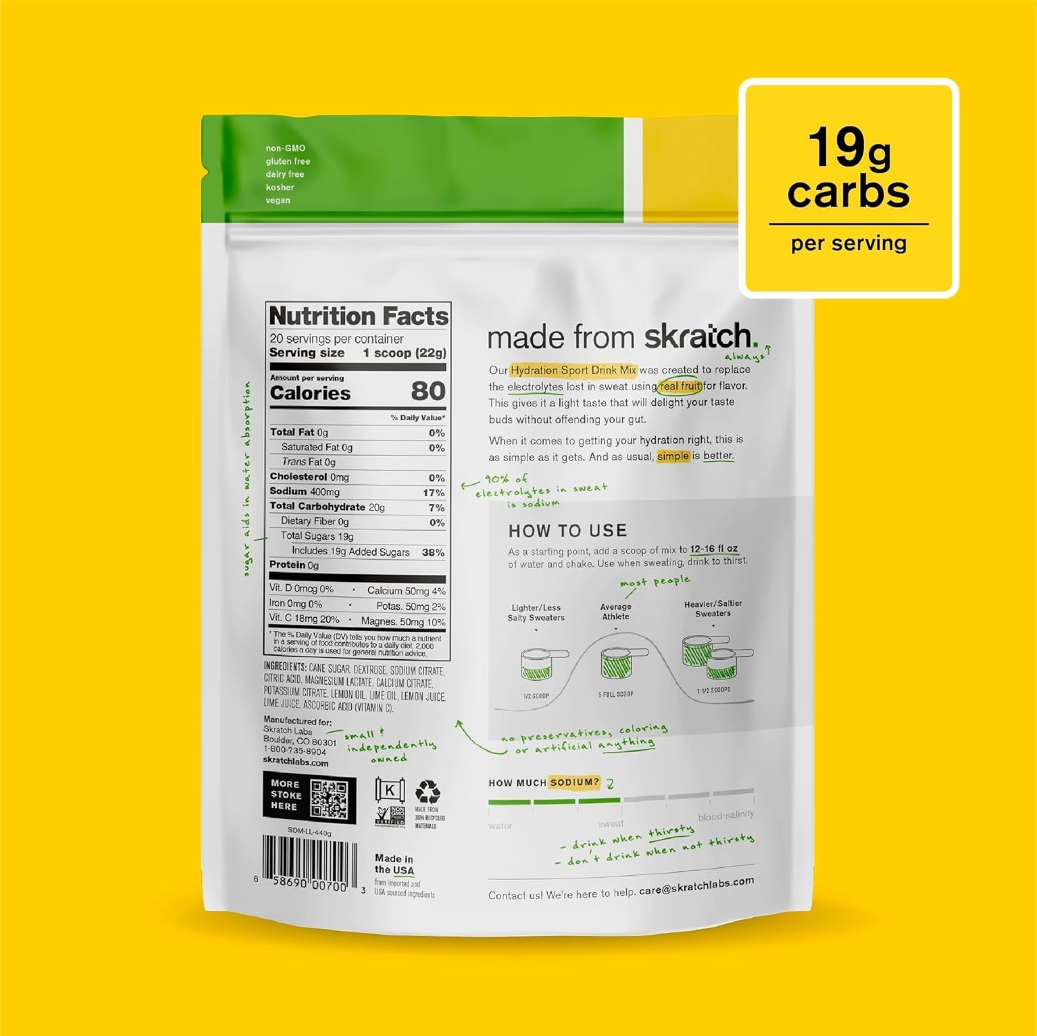 Real Fruit Electrolyte Mix – Lemon Lime Flavor for Quick Hydration | 20 Servings