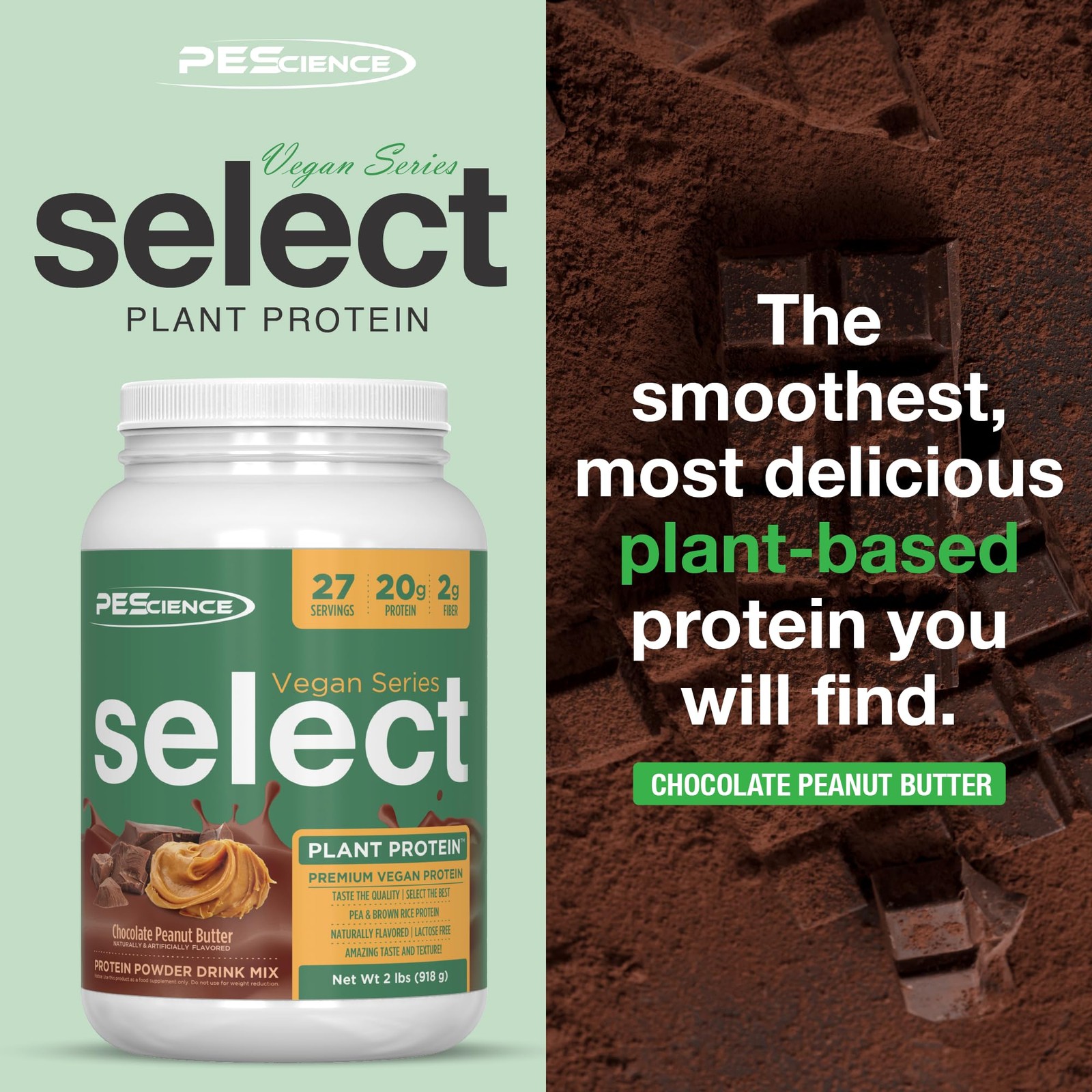 Premium Vegan Protein Powder Pea Brown Rice Blend 27 Servings Dairy Free