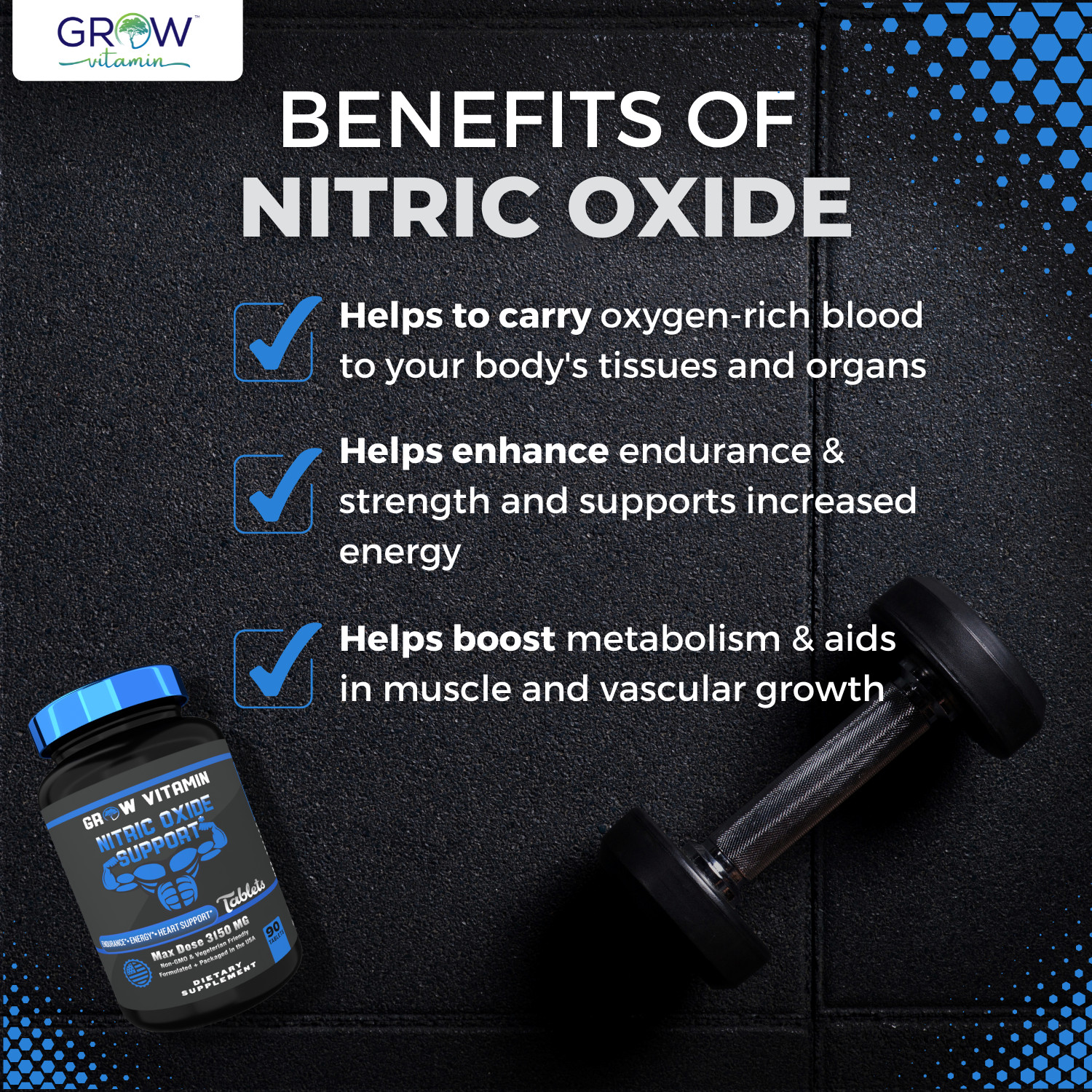 Nitric Oxide Booster Extra Strength TABLETS L-Arginine Supplement Muscle Growth