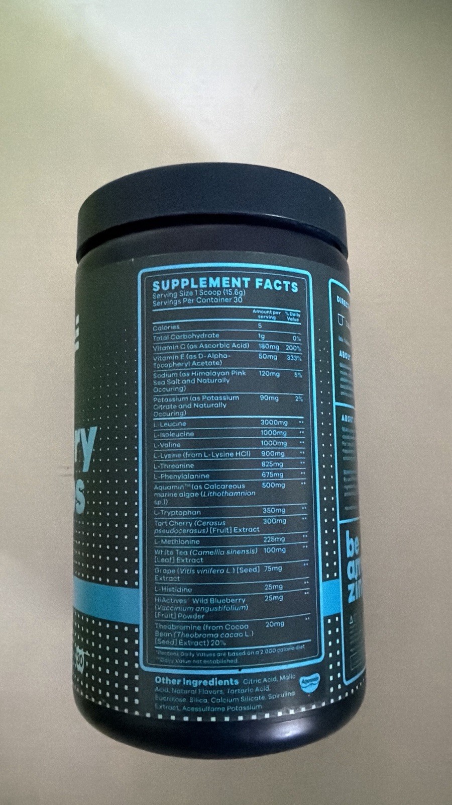 BEAM Recovery Aminos Powder BCAAs, EAAs Sour Blue Slushie – Sealed – Exp 11/27