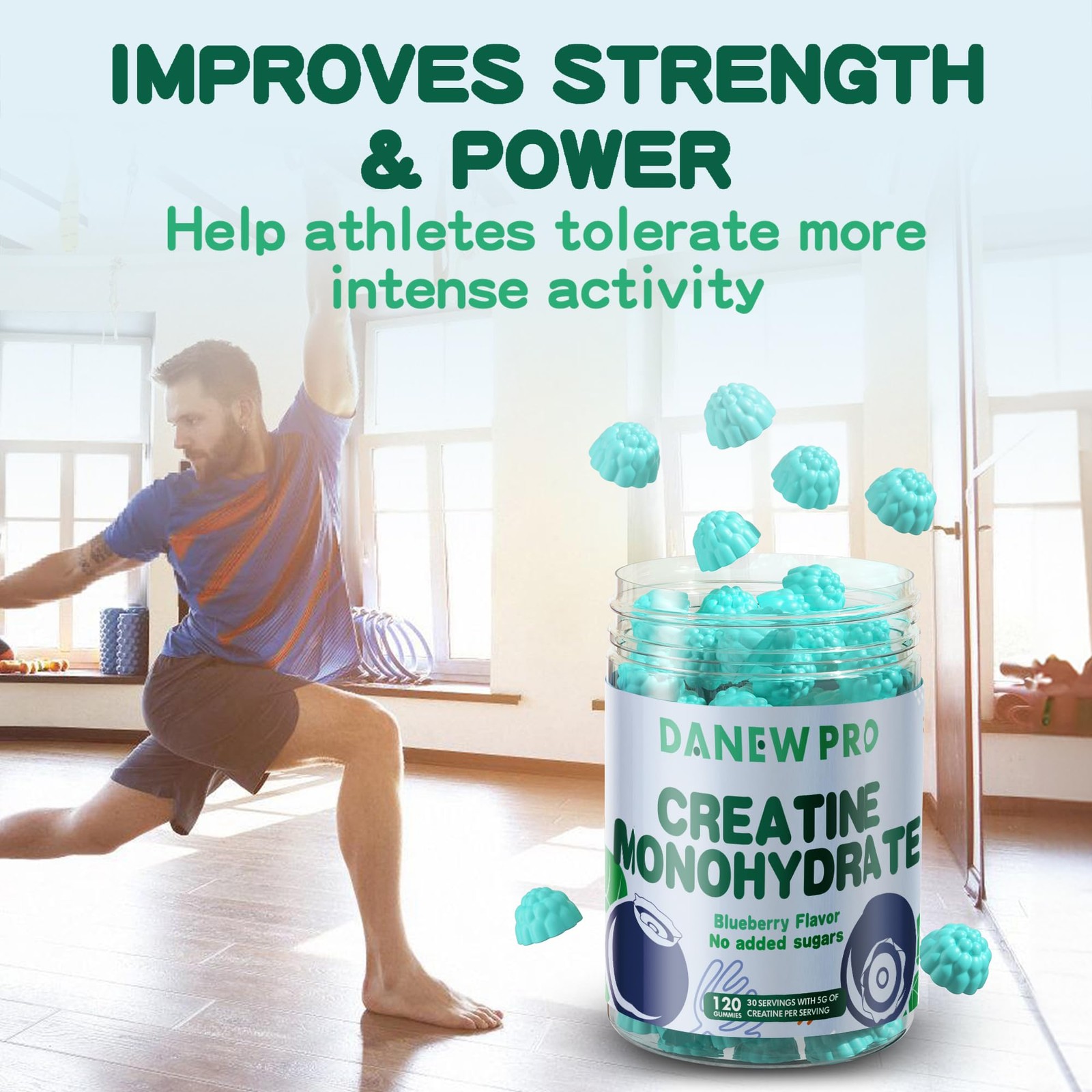 Gomitas Monohidrato De Creatina 5000mg Desarrollar Músculo Para Hombres/Mujeres