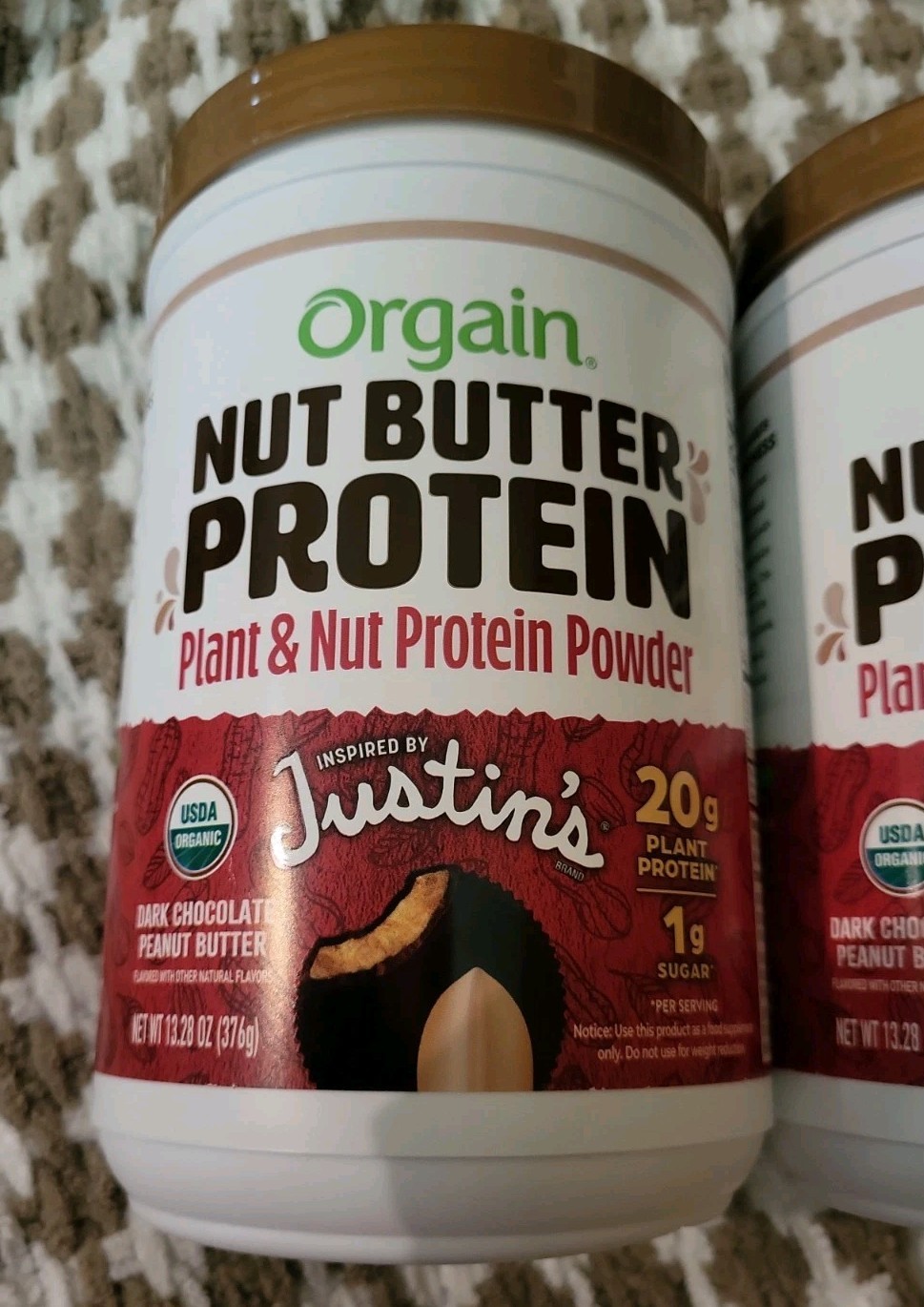 2 Orgain Nut Butter Protein Dark Chocolate Peanut Butter 13.28oz -EXP: 2/27+