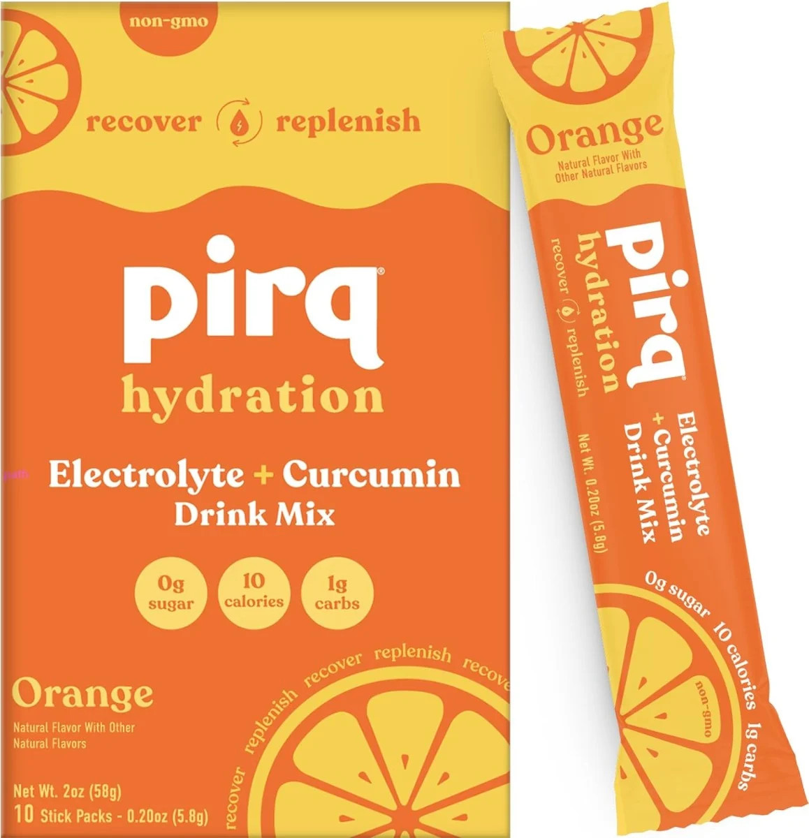 (Pack of 8) Pirq Hydration Orange Performance Beverage Electrolyte 10 Pack