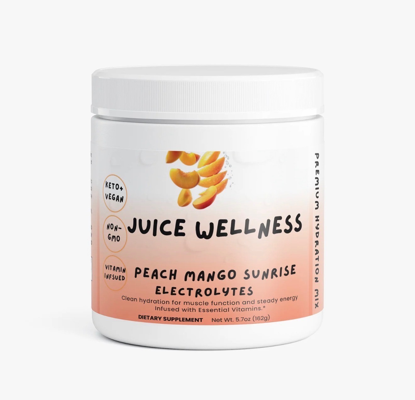 JUICE ELECTROLYTES Peach Mango-zero sugar, Keto, non-GMO, B Vitamins