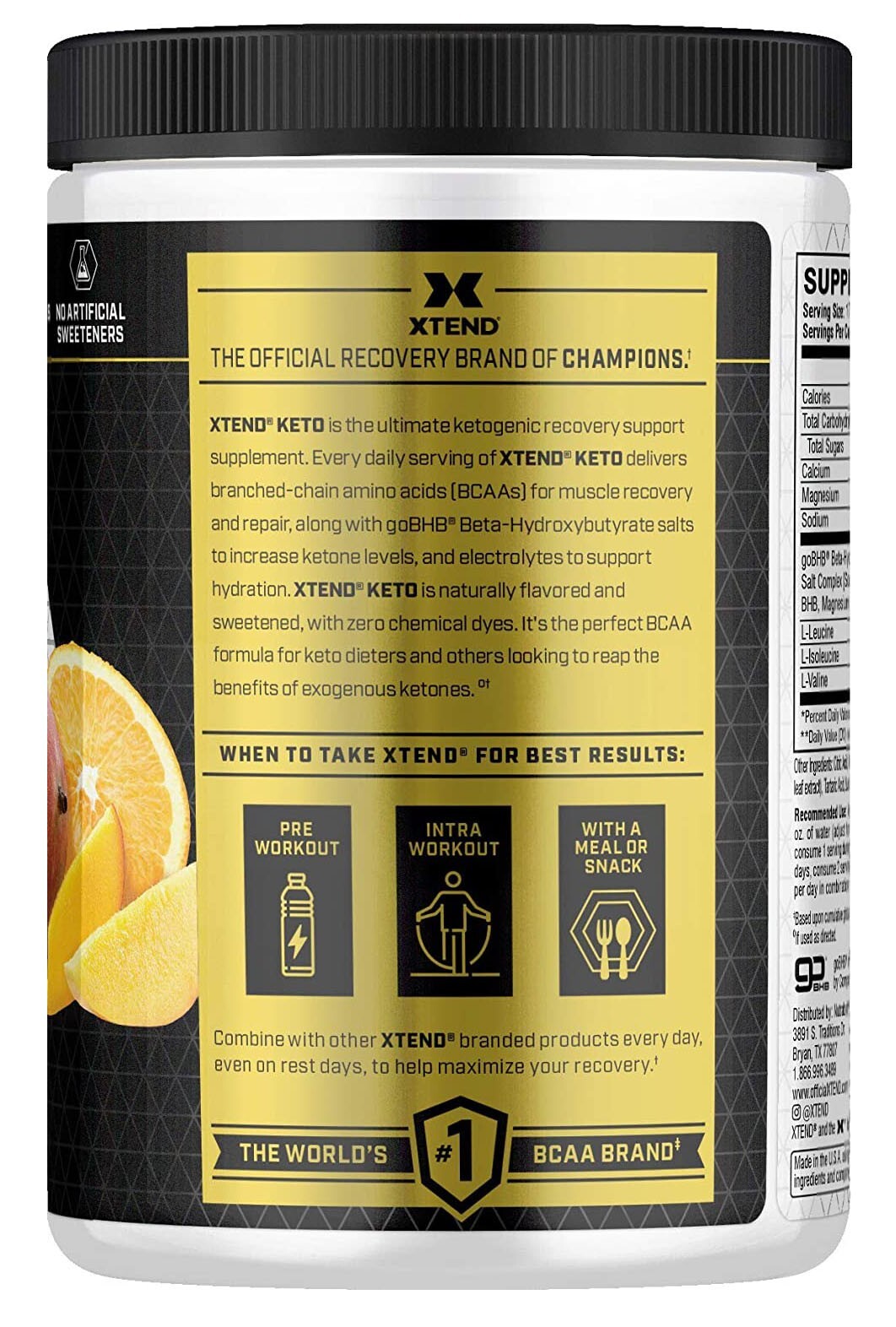 Scivation XTEND | go BHB Orange Mango 20 Servings – BCAA STIM FREE