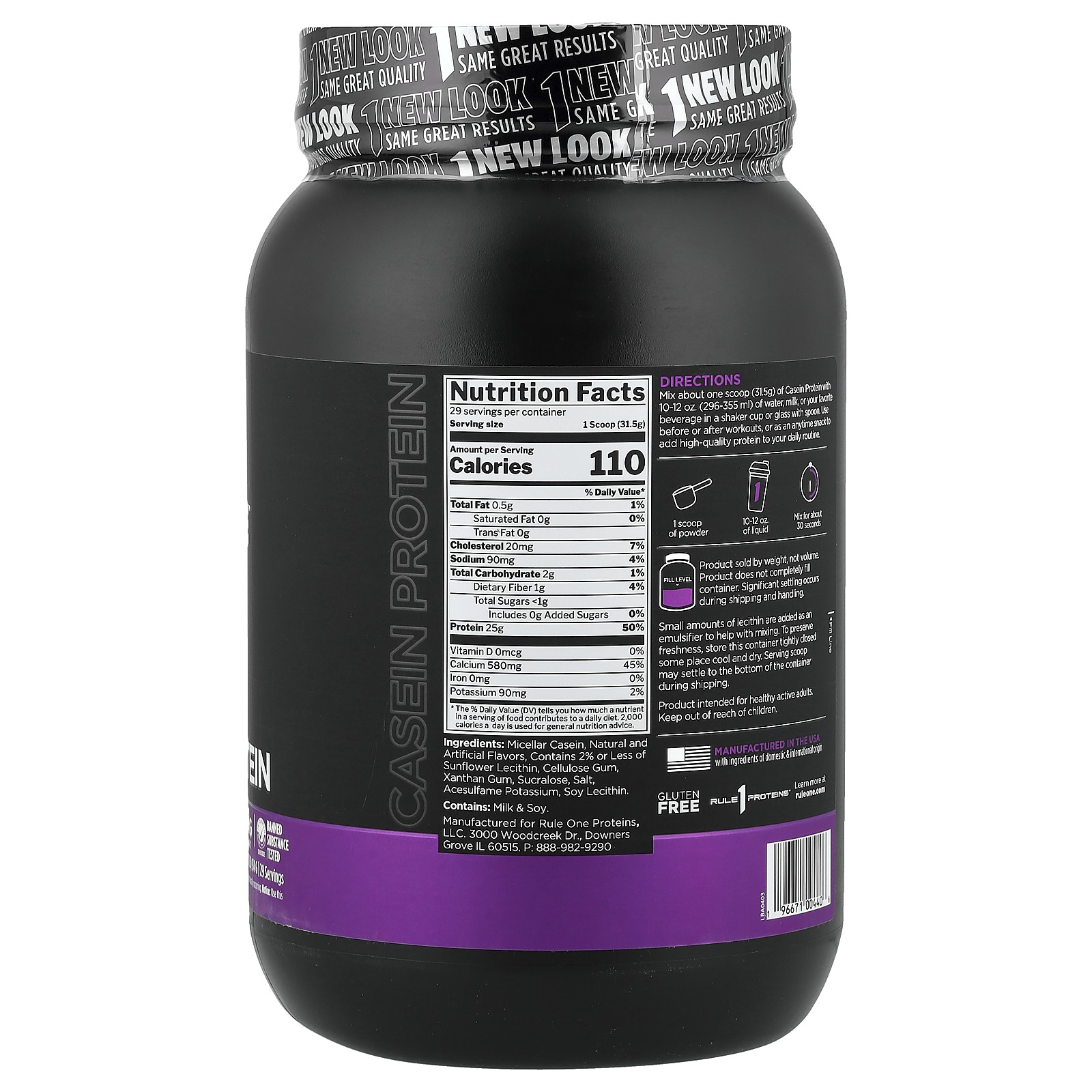R1 Casein, Protein Powder Drink Mix, Vanilla Creme, 2.01 lbs (913.5 g)
