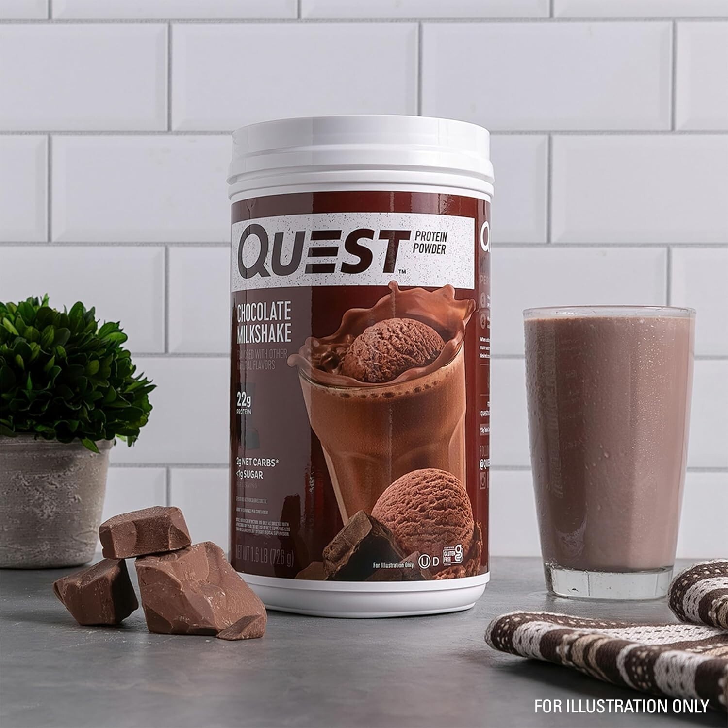 Low Carb Chocolate Milkshake Protein Powder – 1.6lb, 24 Servings, Gluten Free