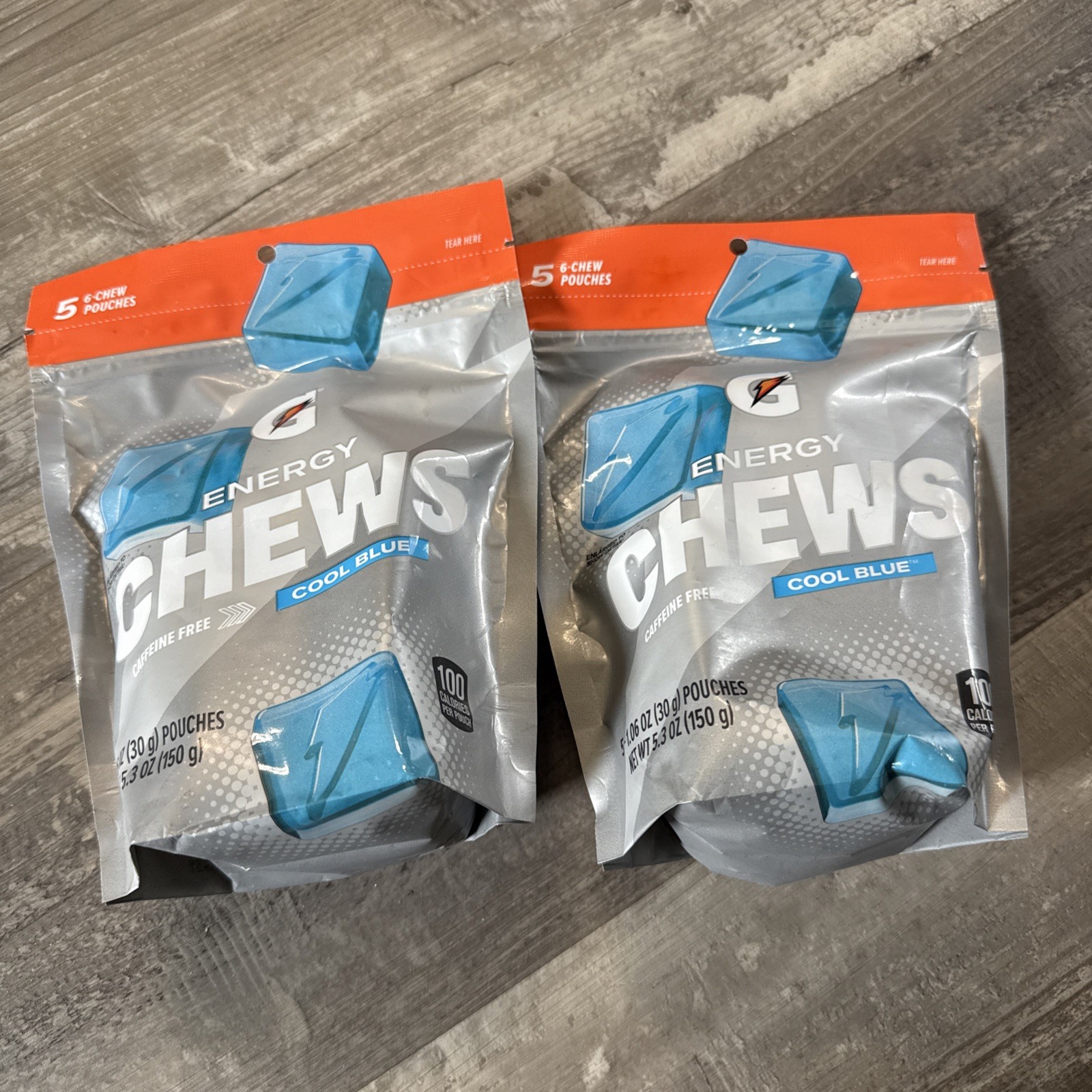 Gatorade Energy Chews Cool Blue Flavor 5 Pouches Exp 7/26 (LOT OF 2)