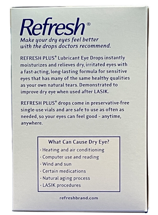 Refresh Plus Lubricant Eye Drops 100 Single-Use. EXP:08/24