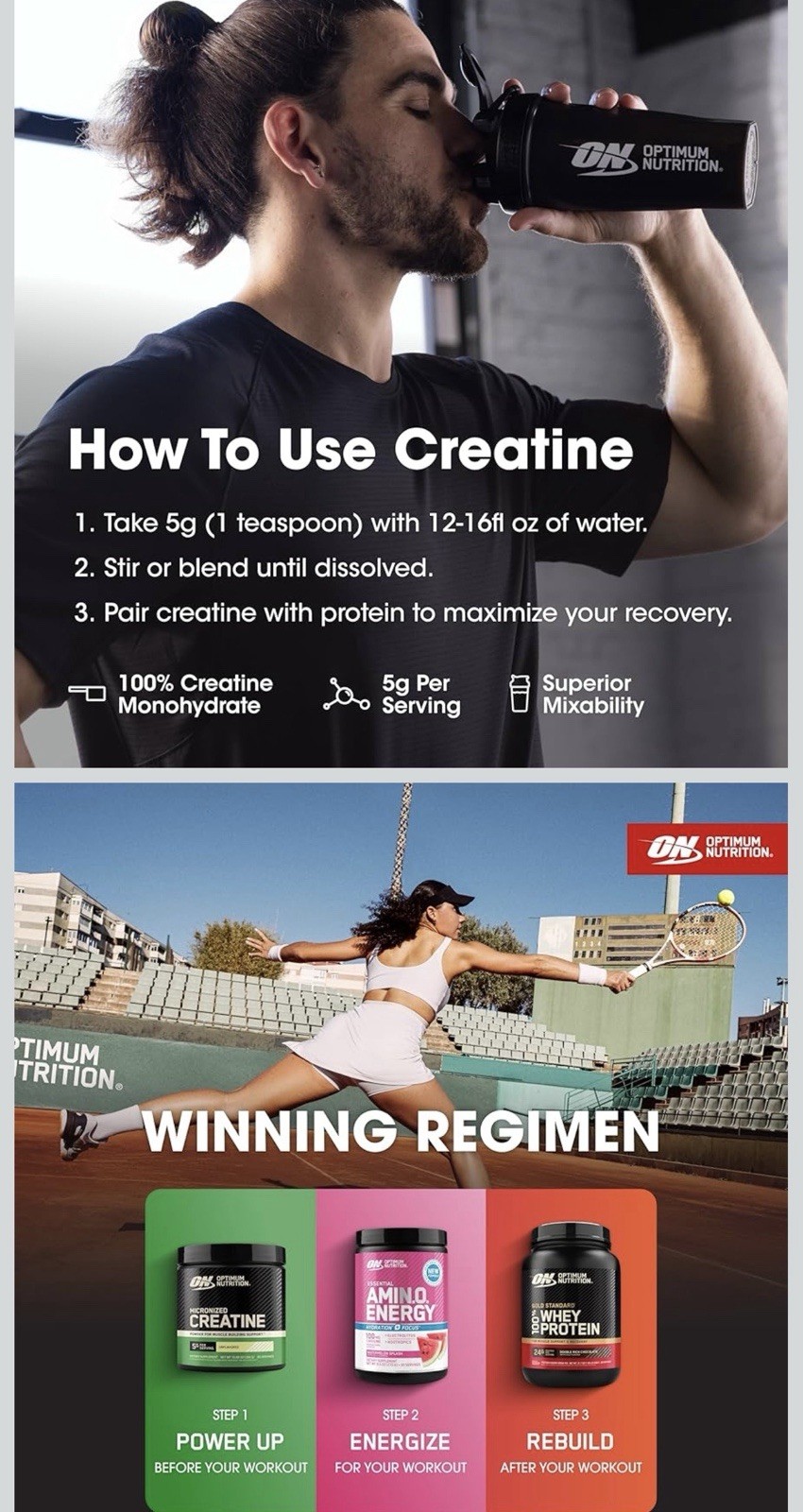 Optimum Nutrition Micronized Creatine Monohydrate Powder Unflavored 10.58 oz