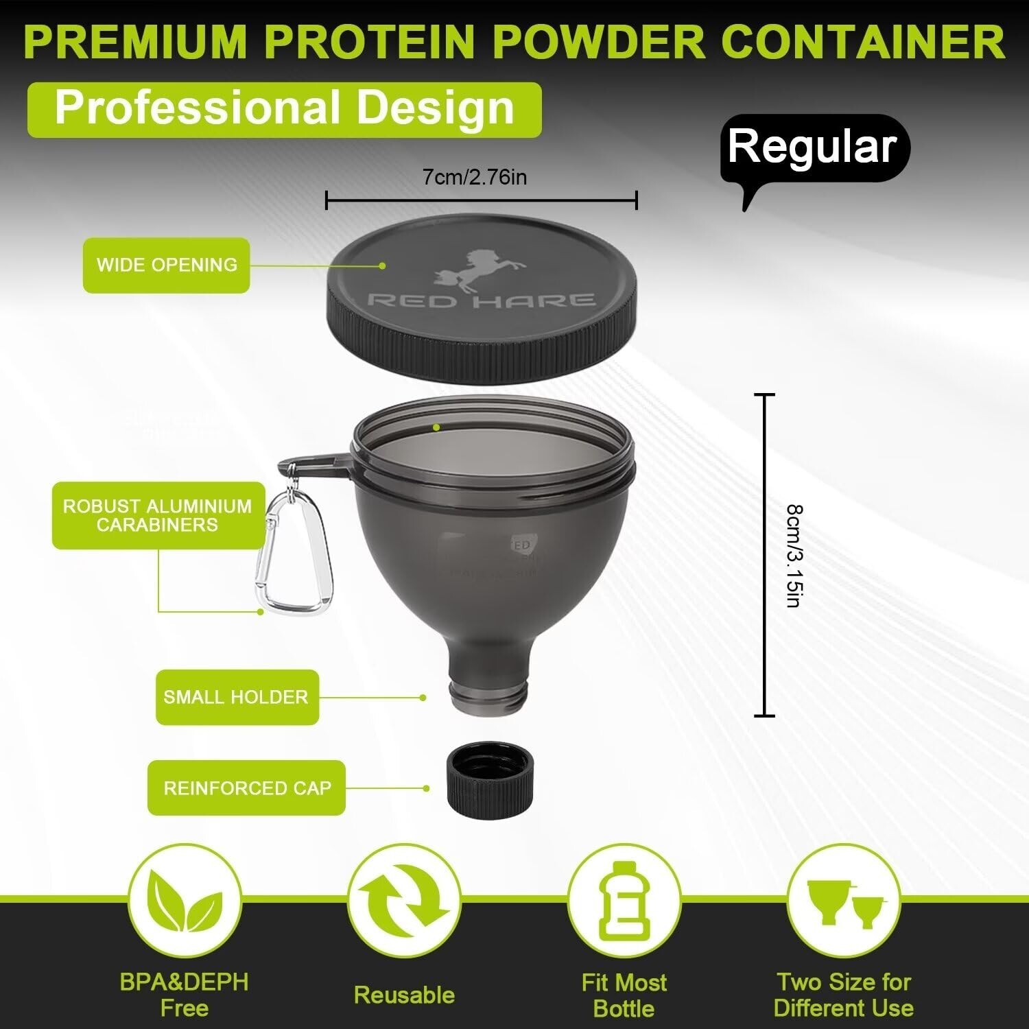 [4 Pack] Funnels for Filling Water Bottles with Protein Powder, 3 Compartment Pi