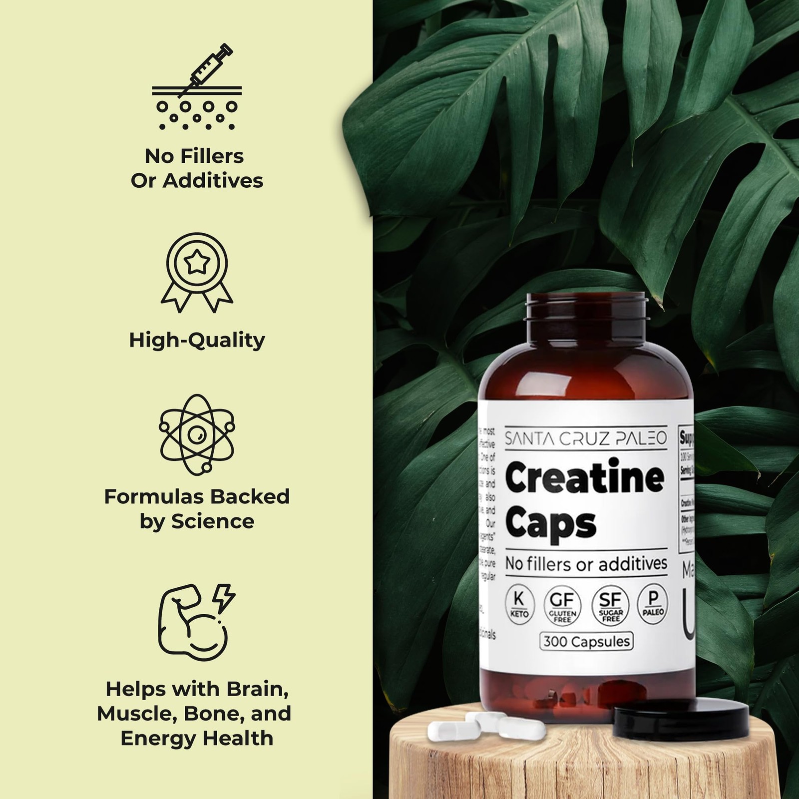 Santa Cruz Paleo Creatine Capsules, Supports Muscle 300 Count (Pack of 1)