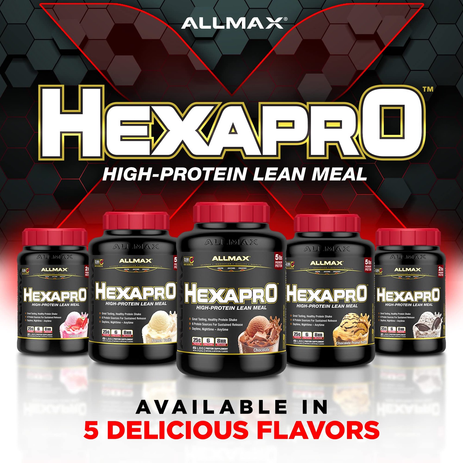 Allmax Hexapro French Vanilla – 2 Lb – 25 Grams Of Protein Per Serving – 8-Hour