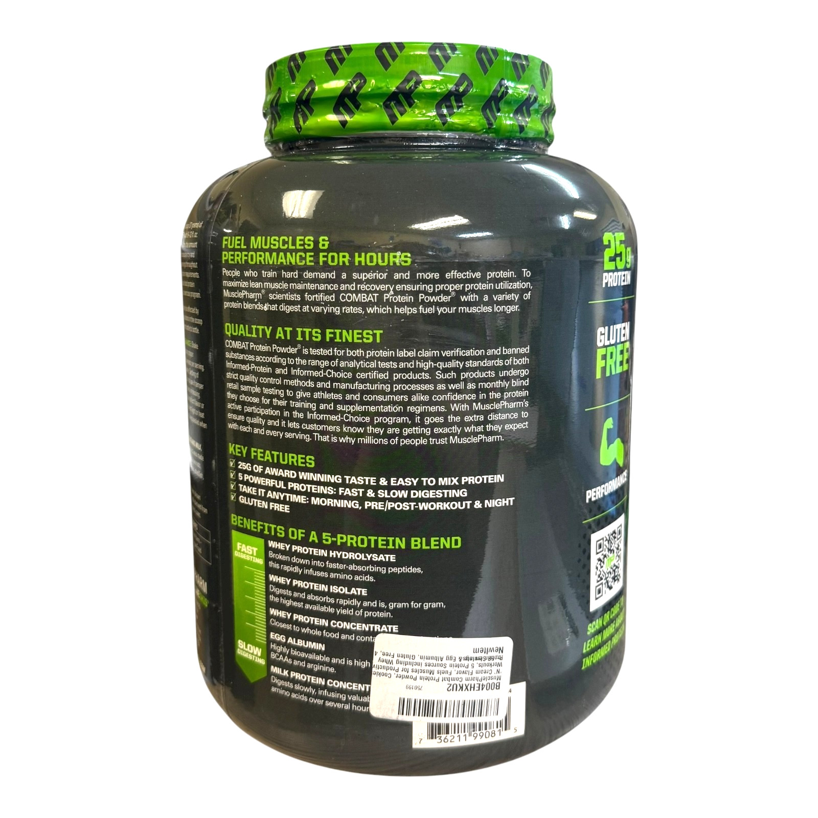 MusclePharm Combat Protein Powder, Cookies ‘N’ Cream, 4.2 Pounds, 52 Servings