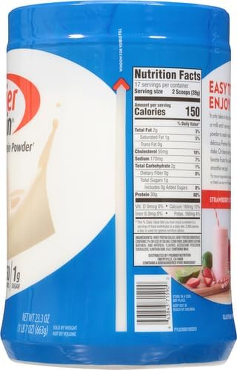 Premier Protein 100% Whey Protein Powder, Vanilla Milkshake, 30g Protein, 23.3oz