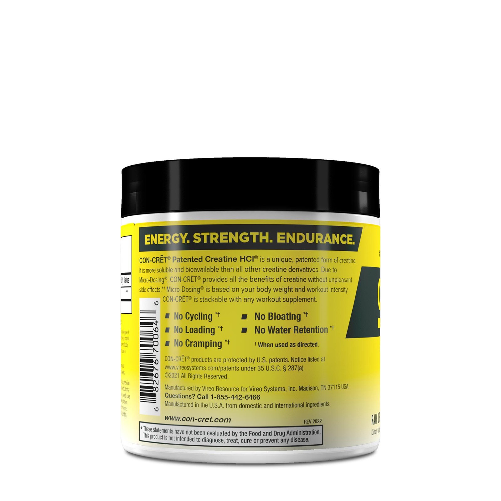 Patented Creatine HCl® Powder – Unflavored (64 Servings)
