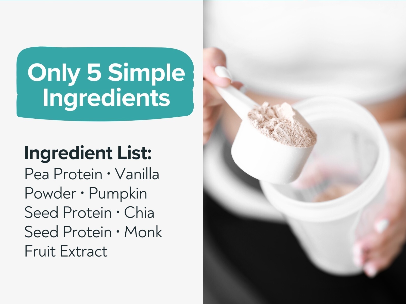 Organic Vegan Protein Powder- Vanilla,20g Protein-Only 5 Simple Ingredients 8 oz