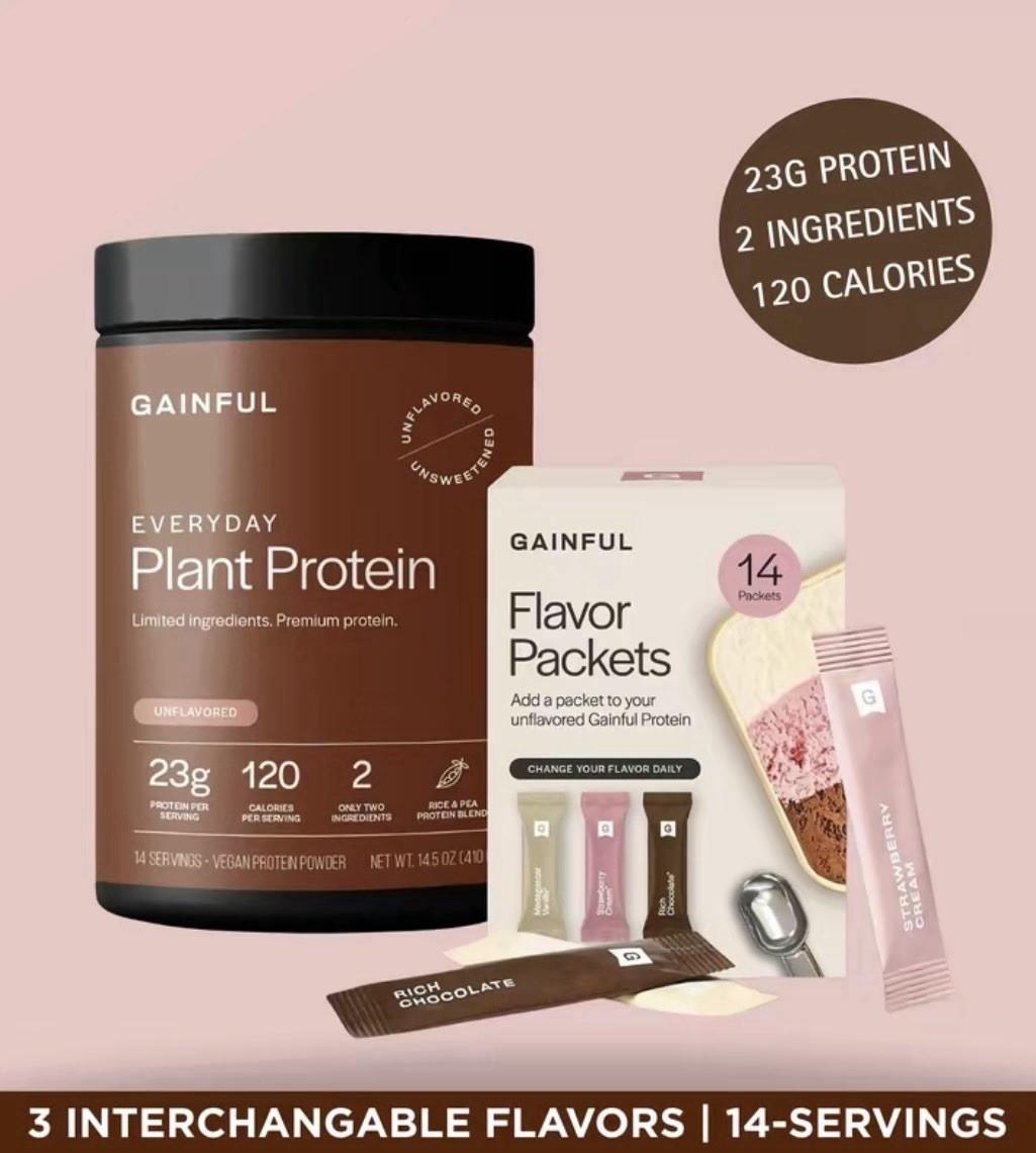 Gainful Everyday Plant Protein Powder & Neopolitan Flavor Variety Pk(14 Packets)