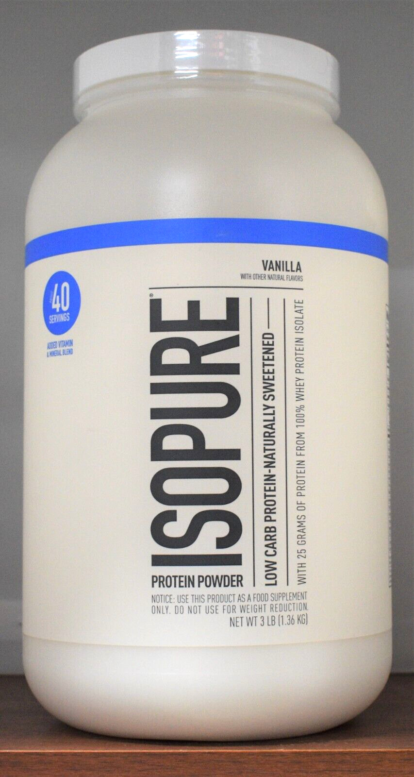 Isopure Vanilla Low Carb Protein Naturally Sweetened Powder 3 lb (1.36 kg)