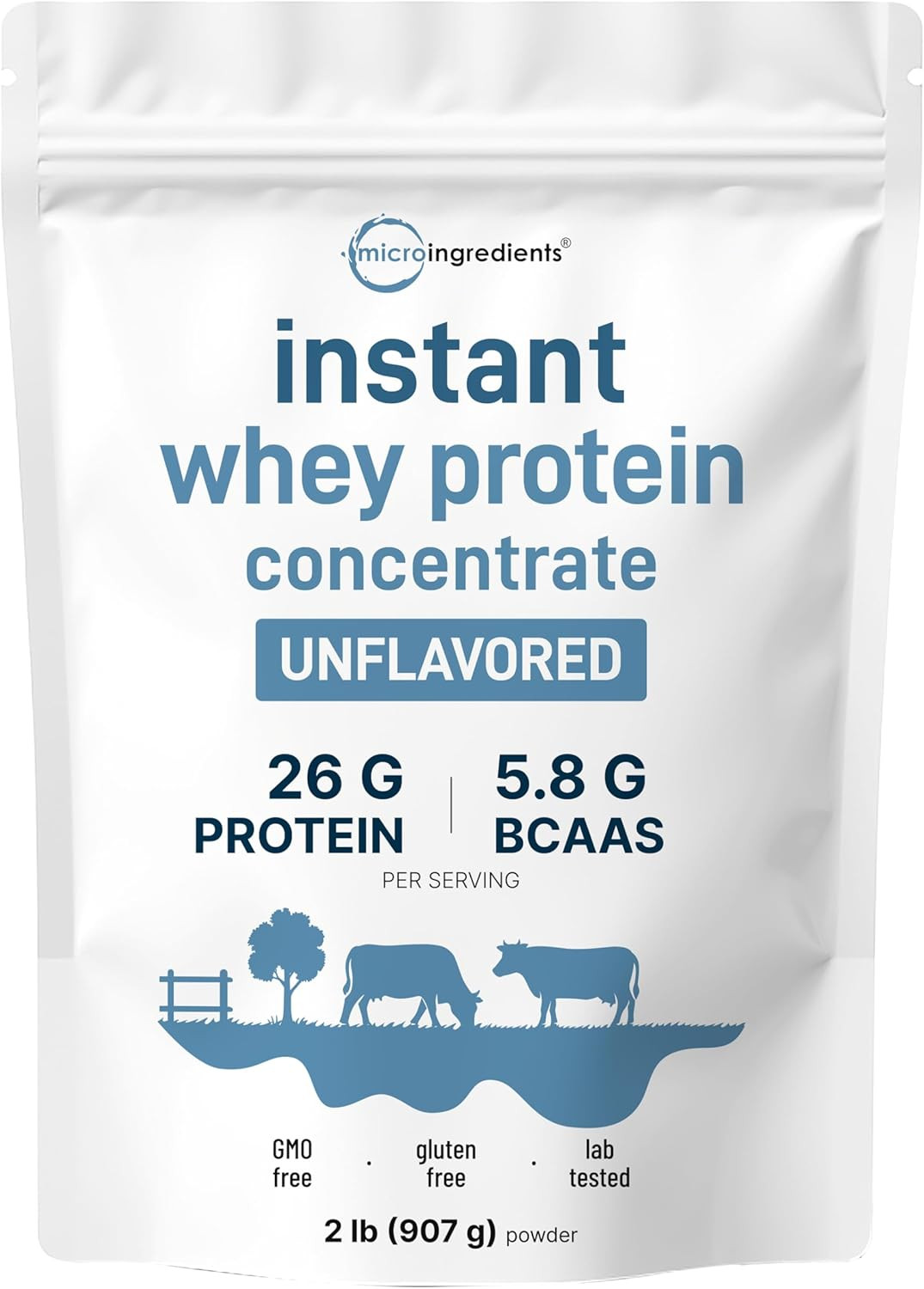 Instant Whey Protein Powder Concentrate, 2Lbs | Unflavored with Fast Absorption